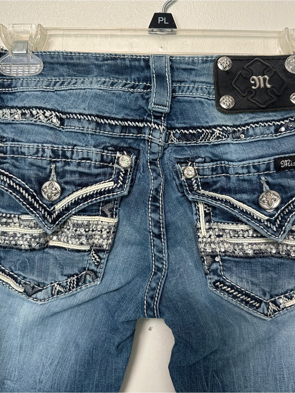 Miss Me Flare Jeans with Embellished Pockets Medium Blue - Picture 5 of 5